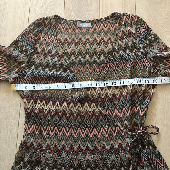 Wallis Faux Wrap Crochet Style Flare Long Sleeve Top Size 14 - Picture 4 of 12